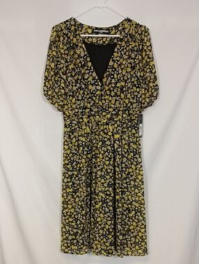 NWT KARL LAGERFELD PARIS Floral Print Chiffon Midi Dress Women's Size 10 Summer
